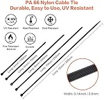 Zip Ties Assorted Sizes 700 Pack 4+6+8+10+12 Inch Cable Ties Heavy Duty 40lbs Plastic Wire Ties UV Resistant Zipties Black Small Zip Tie Wraps Assortment Cord Management for Home, Office, Gardening