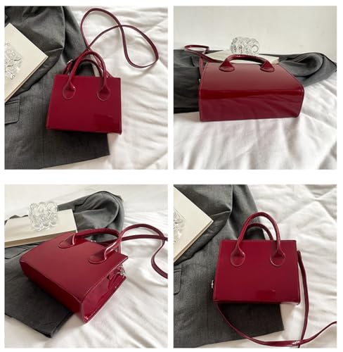 Image of Patent Leather Handbag Shinny Clutch Purse Mini Shoulder Bag Evening Purse for Women