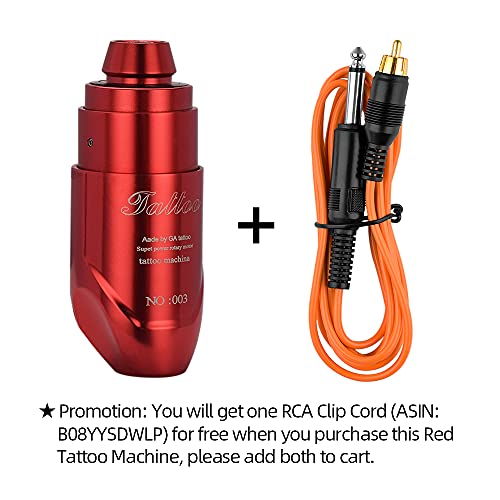 Rotary Tattoo Pen Machine, Atomus Pen Style Tattoo Cartridge Machine Gun Liner Shader With Rca Cord 9000 R/M Motor Aluminum Alloy Frame For Body Art Tattoo (Red) #TOP2