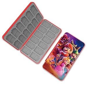 PERFECTSIGHT Cute Game Card Case for Nintendo Switch/Switch Lite/OLED, 24 Game Holder Cartridge Case for Game Cards and 48 SD Cards, Kawaii Portable Compact Storage Box, Malio Bros