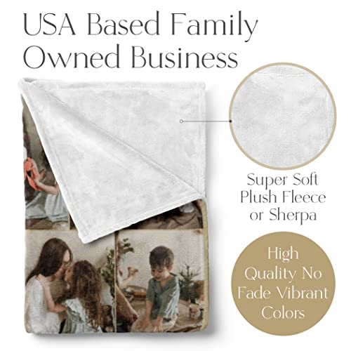 Ships Next Day, Custom Blanket with Picture - Printed in USA, Personalized Photo Blanket (Fleece – 50x60)