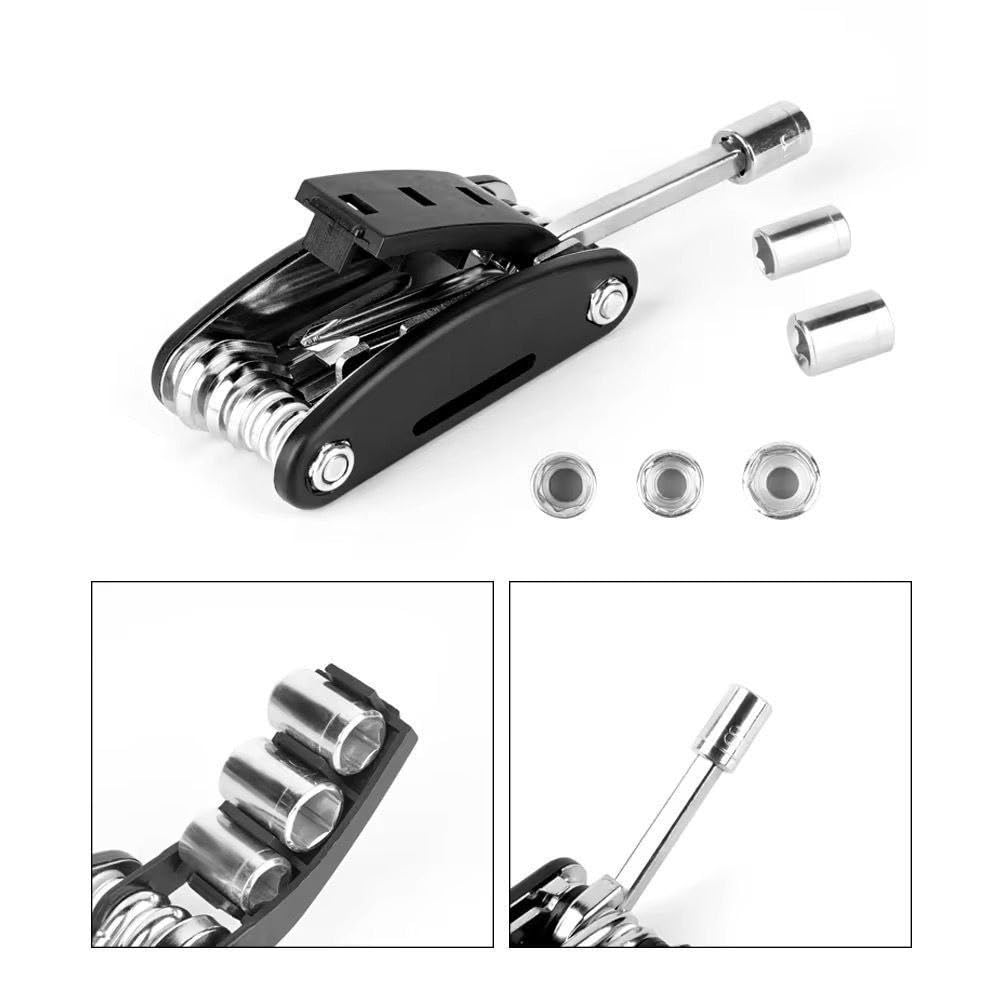 Falshruti Cycle Puncture Kit Bike Repair Tool Kit, Functional Multifunctional Bike Tool Stainless Steel Portable with Screwdrivers for Bicycle Repairing for Cyclist 4