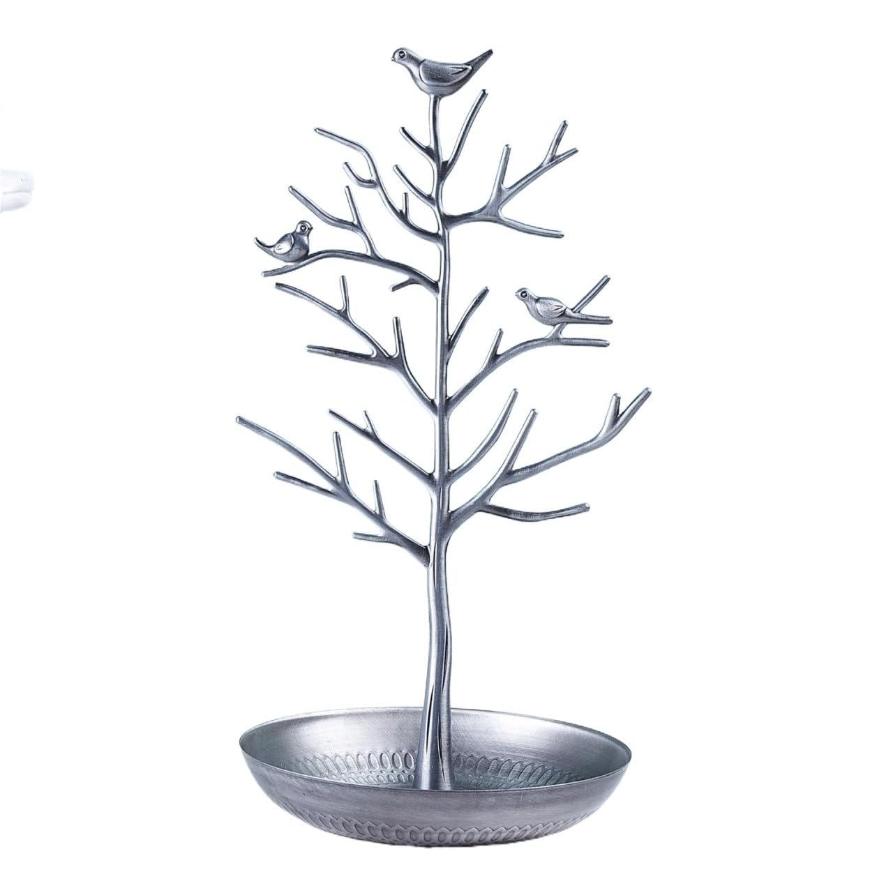 Zymjzbetic Jewellery Tree 1pc Vintage Metal Bird Tree Shaped Jewelry Rack Necklace Bracelet Earrings Ring Display Storage Stand(Color 2)