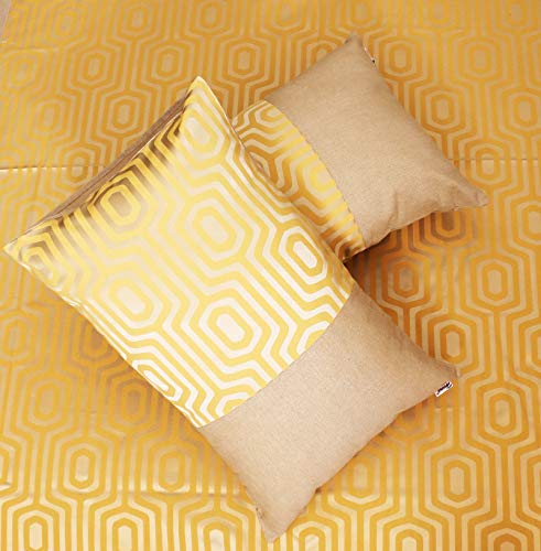 Image of Self-Design Double Jacquard with Chambray Cotton Bedcover (Double 90x102, Mustard)