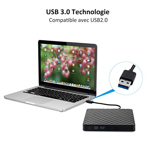 Externe dvd-drive, USB 3.0, ultra slim, draagbaar, Auelek externe drive DVD ROM CD USB CD speler, compatibel met Windows… - Image 8