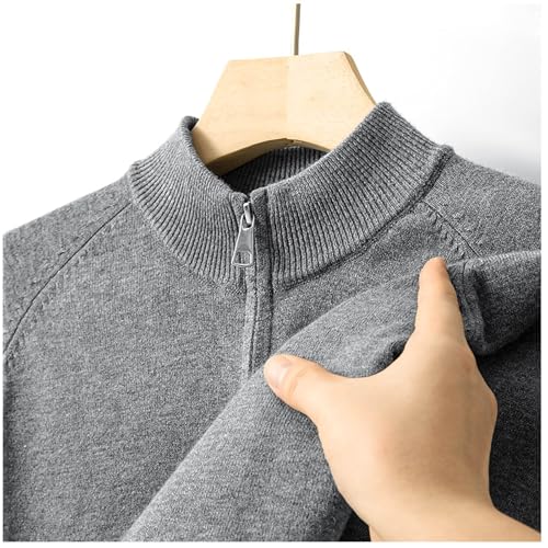 Sweaters for Men Quarter Zip Mock Neck Casual Ribbed Knitting Cotton Pullover Fall Lightweight Stand Collar Sweater 20253