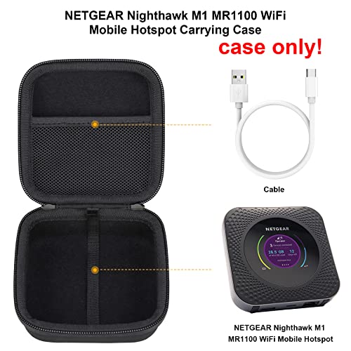 Image of Elonbo Carrying Case for NETGEAR Nighthawk M1 MR1100 / M5 MR5200 / M6 / M6 Pro MR6500 5G Wireless WiFi Mobile Hotspot Router, Extra Interior Mesh Pocket Fits Cable, Black. (CASE ONLY)