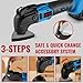 Cordless Oscillating Tool with 2PCS 2.0Ah Batteries, 6 Variable Speed Brushless Motor, Oscillating Multi Tool Kit for Cutting Wood Drywall Nails Remove Grout & Sanding