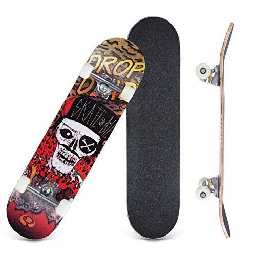 CCTRO Skateboards 31" Pro Skateboard Complete, 8 Layer Maple Skateboard