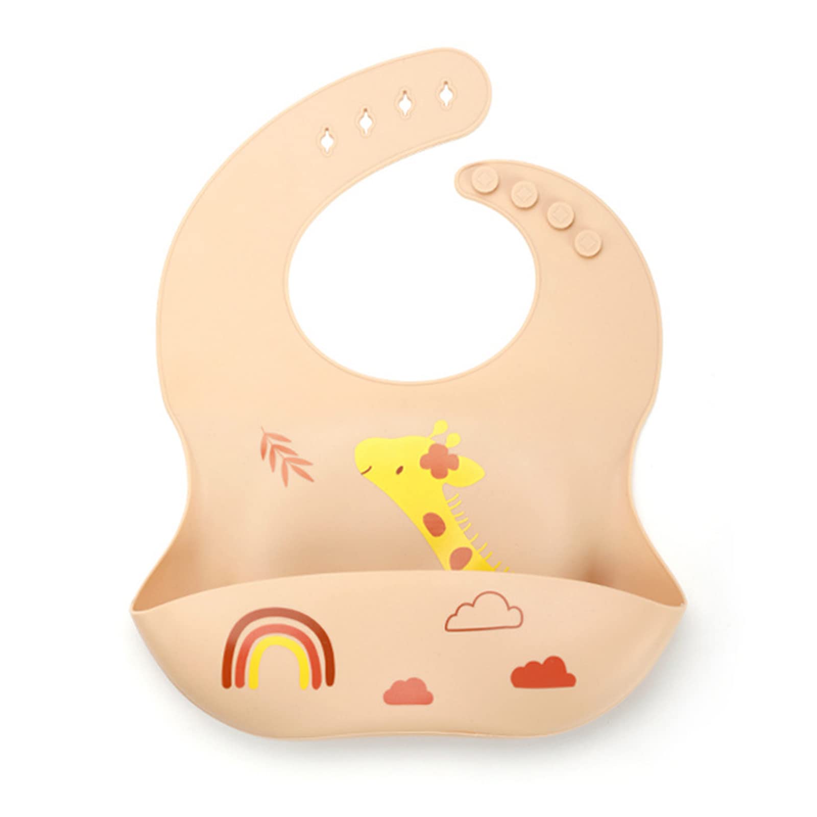 Buxuaaaa Silicone Baby Bibs Cute Cartoon Aprons Bibs Cloths Bandana Baby Bib Adjustable Food Grade Silicone for Babies with Food Catcher