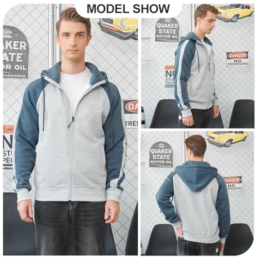 MANTORS Mens Fleece Jackets Contrast Hoodies Lightweight Sweatshirt Color Block Jacket Coats4