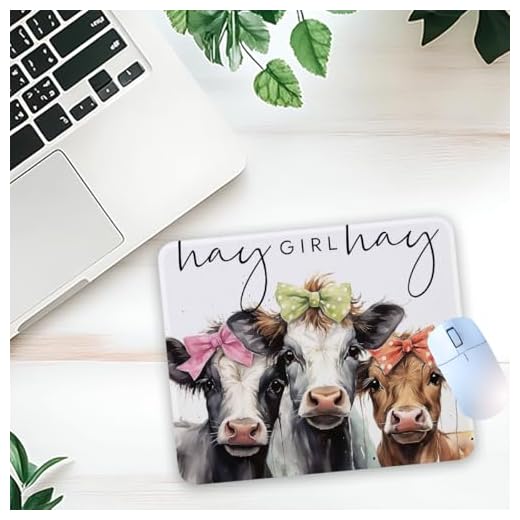1 Pcs Cute Highland Cow Hay Girl Hay Non-Slip Rubber Mouse Pad for Home Office Desk Laptop Gifts for Women Girls Friends Leader