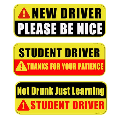Large Student Driver Magnet for Car 3 PCS New Driver Magnet Sticker Sign for Car Reflective Magnetic Warning Bumper Sticker for Students Novices Removable Safety Rookie Attention Sign