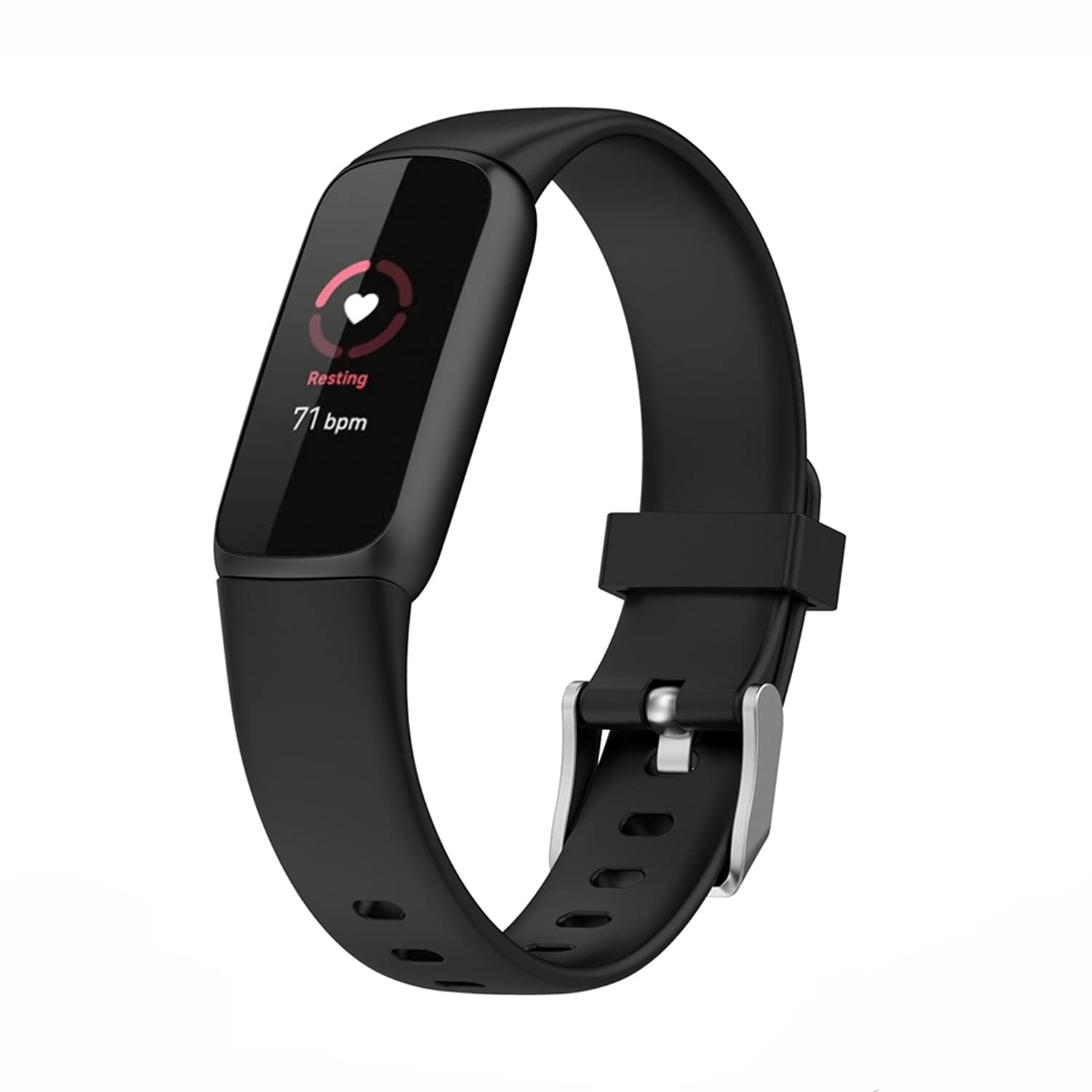 Lamshaw Compatible with Fitbit Luxe Bands, Silicone Replacement Sport Wristband Strap Accessories Compatible with Fitbit Luxe Fitness Tracker 2021 (3 pack-black flower+Leopard+Bosmia, Small size)