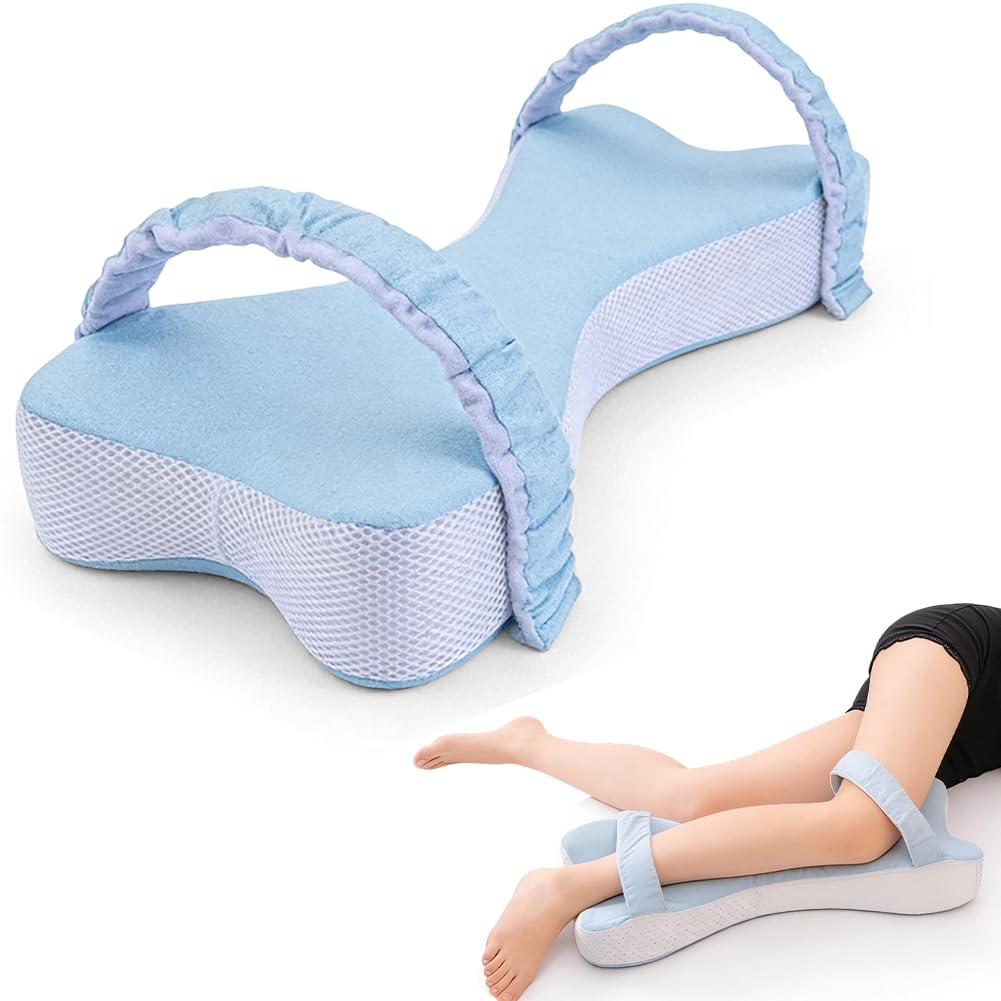 Poduszka na kolana dla osób śpiących na boku – bardzo duża poduszka na nogi między nogami do spania, 53 cm pianka memory foam do łagodzenia bólów bioder, pleców i kolan, regulowany pasek dla osób