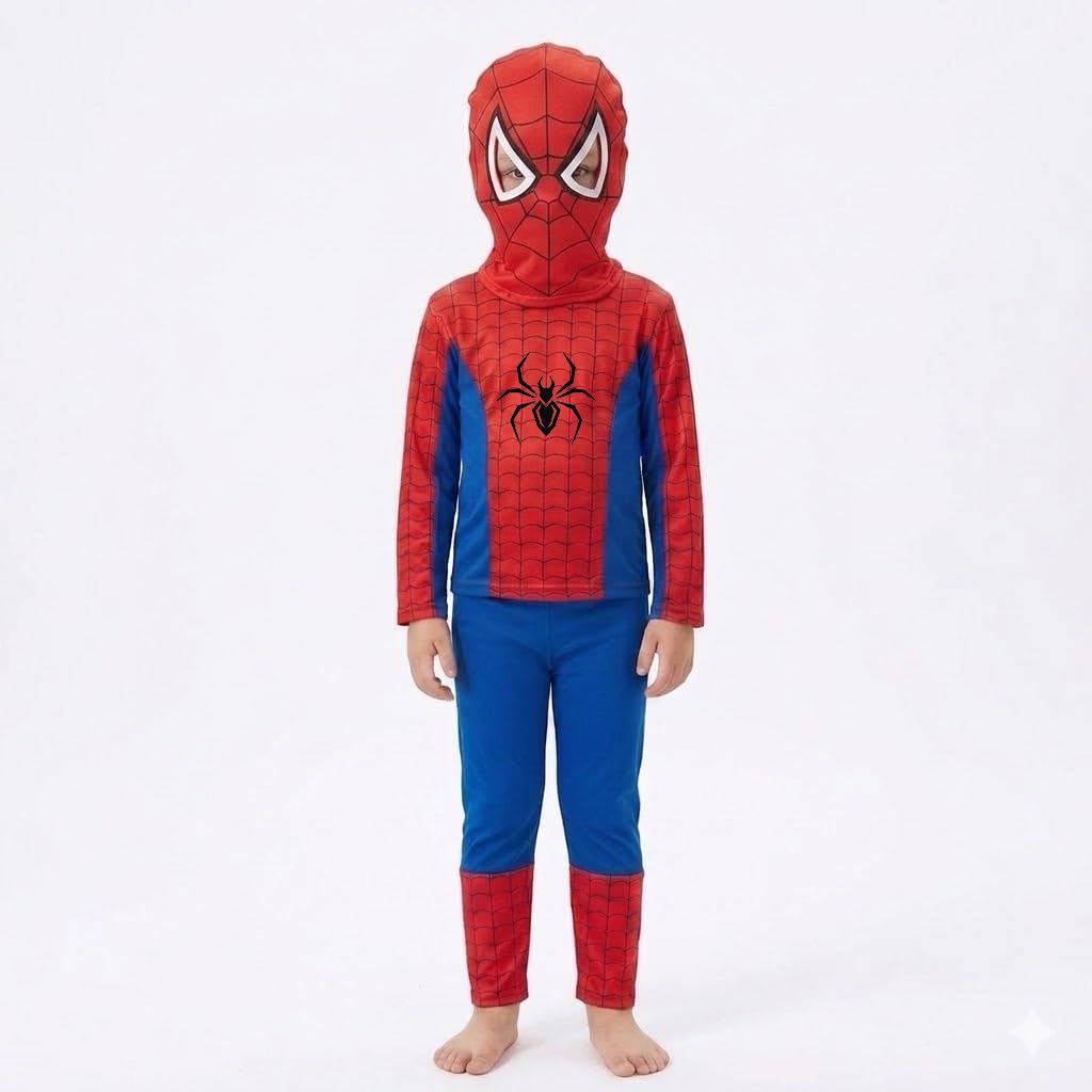 Raj Costume Boys Superhero Costume Set with Mask | Red Blue Full Sleeve T-Shirt & Track Pants | Kids Fancy Dress for Birthday Party, School Function | Stretchable Comfortable-image-27
