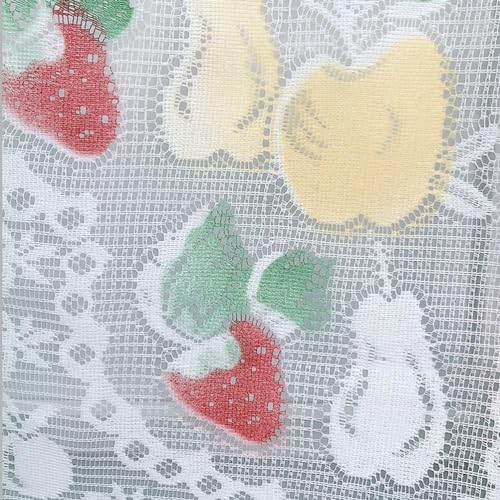 Cortinas de café de encaje blanco con borde festoneado elegante para cocina 6