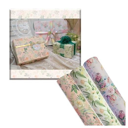 GAKA 6 Sheet Vintage Floral Art Paper for Valentine's Mother's Day Birthday Wedding Baby Shower Wedding DIY Crafts Gift Packing, 19.7 x 27.6 Inch