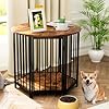 Dog Crate Furniture, Hexagonal Wooden Pet House Dog Crate End Table, Indoor Decorative Dog Kennel Furniture, for Small and Medium Dogs, Cute Puppy Cage Furniture, Rustic Brown