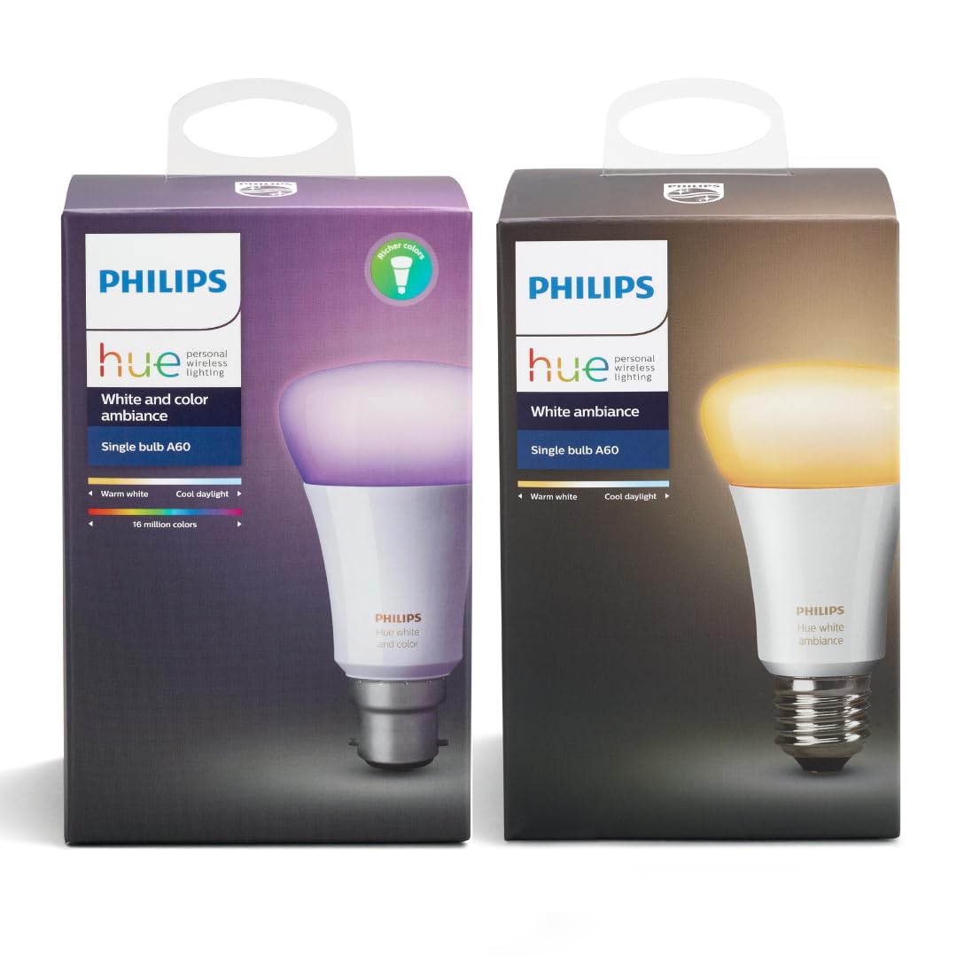 HUE White And Colour Ambiance Bulb + White Ambiance Bulb Bundle Pack