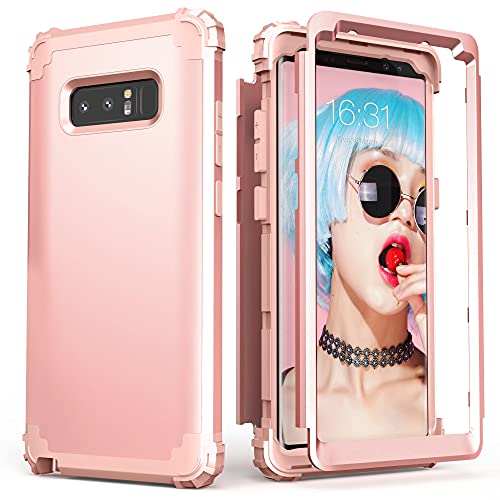 IDweel for Galaxy Note 8 Case, 3 in 1 Shockproof Slim Fit Hybrid Heavy Duty Protection Hard PC Cover Soft Silicone Rugged Bumper Full Body Case for for Galaxy Note 8,Rose Gold for Women(Rose Gold)