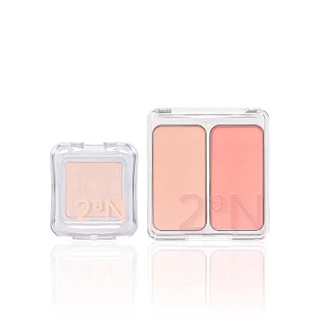 2aN | Pure Glash Highlighter SHELL, Dual Color Face Blusher 03 Coco Coral
