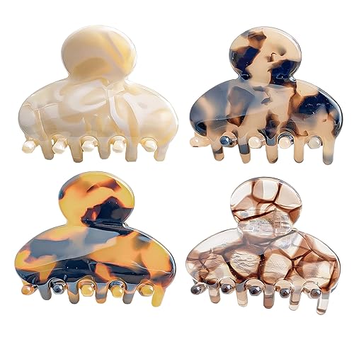 4 ganchos de cabelo de polvo com estampado de leopardo, acrílico, ganchos de cabelo de tartaruga médios para mulheres, aderência forte, ganchos de mandíbula antiderrapantes para pentear o cabelo