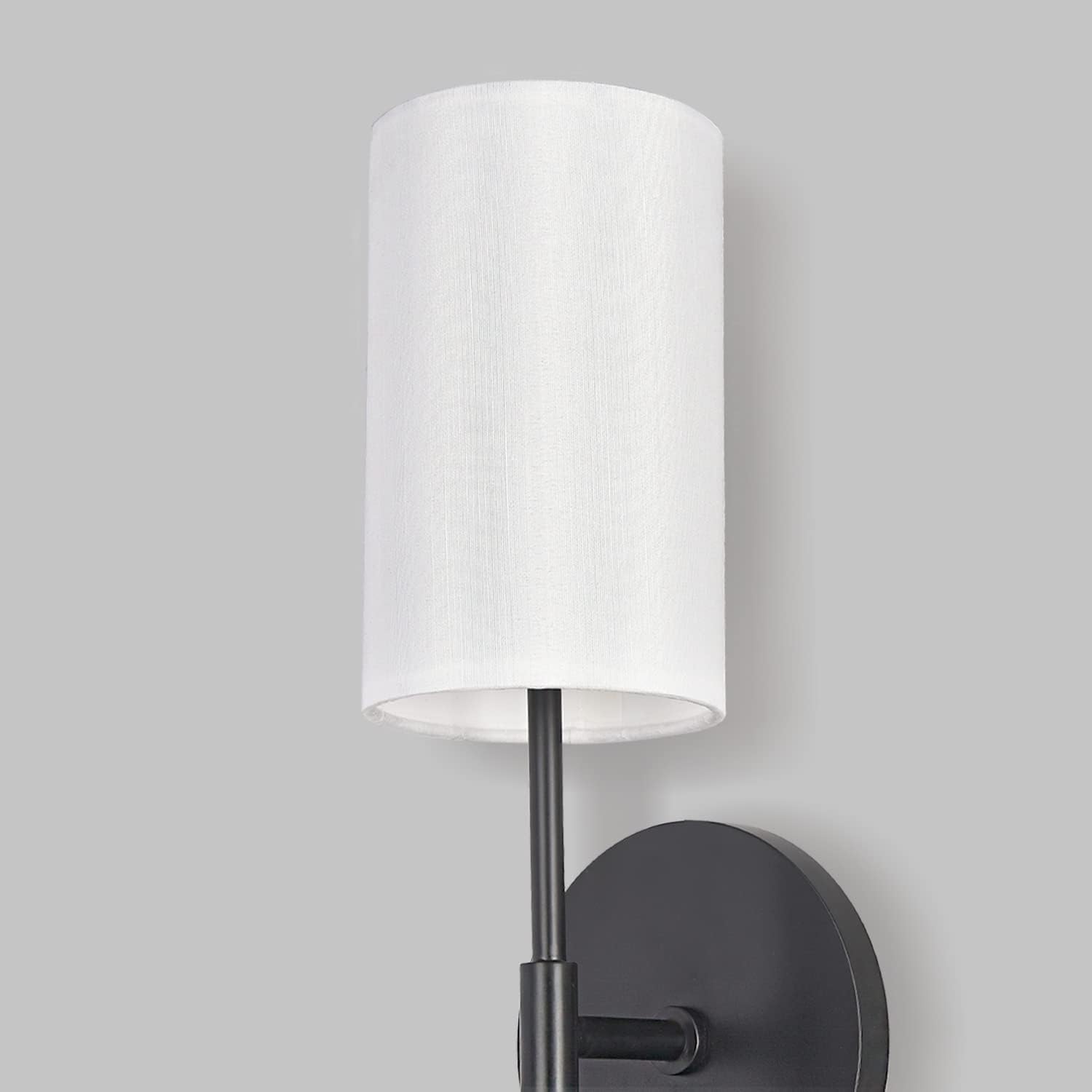 Modern Wall Light Fixtures, Soft Black Vanity Lights for Bathroom, Metal Sconces Wall Lighting with Fabric Shade, Wall Sconce for Bedroom, Living Room, Galleries, etc. … (Black, 1 Pack)