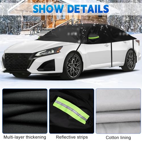 Image of Half Car Cover Compatible with Nissan Altima 2013-2026, All Weather Protection with Side Mirror Cover, Waterproof Top Roof Protector for Rain Hail Sunshine Protection