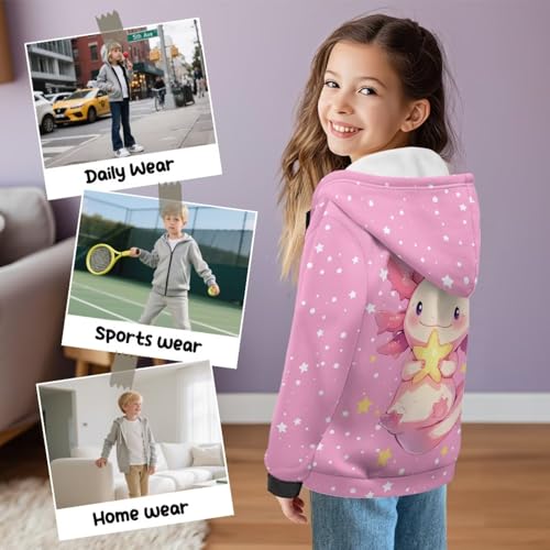 Kids Zip Up Hoodies Hooded Sweatshirt for Girls Boys 6-16 Y4