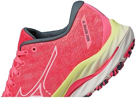 Mizuno Women's Wave Inspire 19 Running Shoe, High/Vis Pink/Snow White, 9 | Image 4