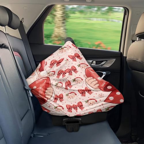 Image of Baby Car Seat Cover, Bow Santa Carseat Canopy and Nursing Covers