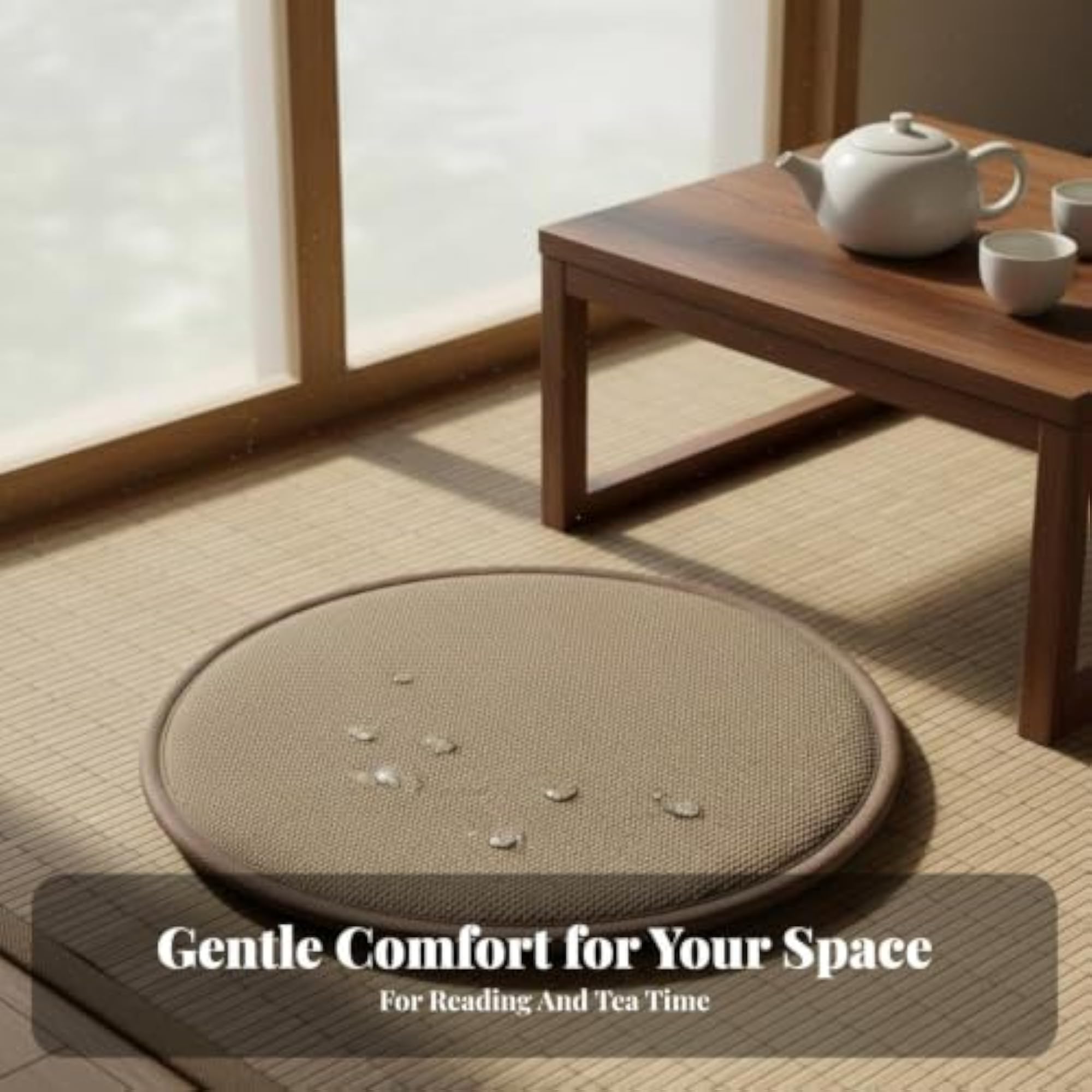 Tatami Seat Cushion for Floor Sitting, Round Futon Pillow