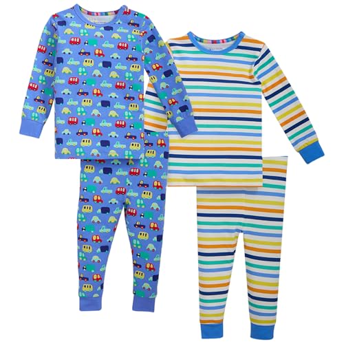 Cloudstretch 2-Pack Pajama Bundle | Magnetic Long Sleeve Kids Pajamas, Blue Cars Combo, 3T