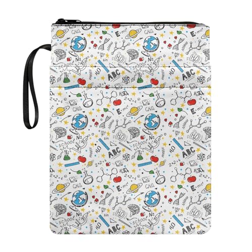 Micoklinlin(マイコクリンリン) 科学的シンボルプリントブックスリーブ 本好き向け 洗えるブックカバーバッグ ジッパー付き ほとんどのペーパーバックハードカバーブックキャリーケースに適合