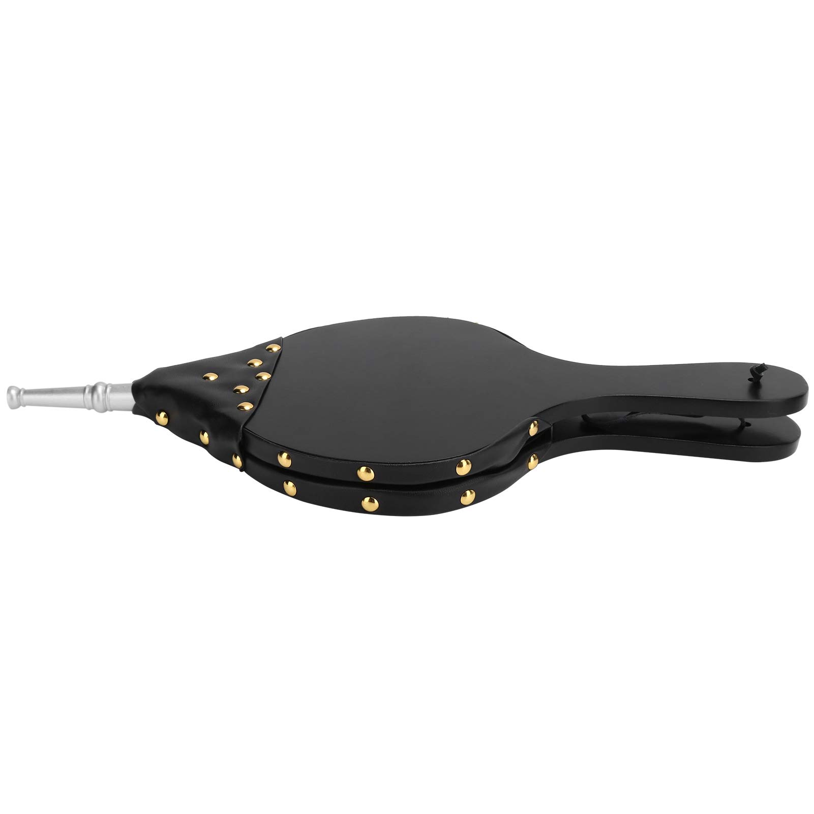 F&Y Soffietto manuale per camino, elegante in legno e pelle PU, per barbecue, barbecue e campeggio all'aperto, kit di strumenti essenziali per accendere il fuoco (tubo argento)
