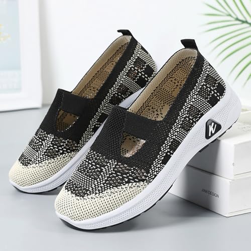 Women's Slip On Orthopedic Walking Shoes Breathable Knitted Mesh Comfortable Soft Sole Sneakers with Arch Support Casual Non-Slip Work Tennis Shoes2