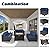 Delnavik Patio Furniture Set with Fire Pit Table 8-Piece Outdoor Sectional Furniture Outdoor Rattan Patio Conversation Sets with 43in 55,000 BTU Propane Gas Fire Pit Table Glass Table, Navy Blue