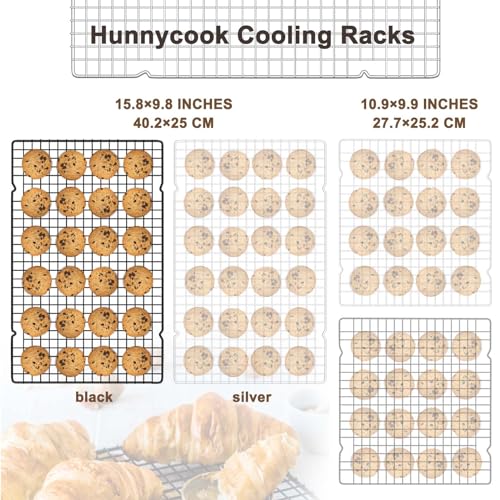 Image of Hunnycook 15.8 inchx9.8 inch Cooling Rack, 3P Stainless Steel Baking Rack, Oven Safe Cooling Racks for Cooking and Baking, Black Roasting Rack & Wire Rack & Cookie Cooling Rack for Roasting, Grilling, Drying