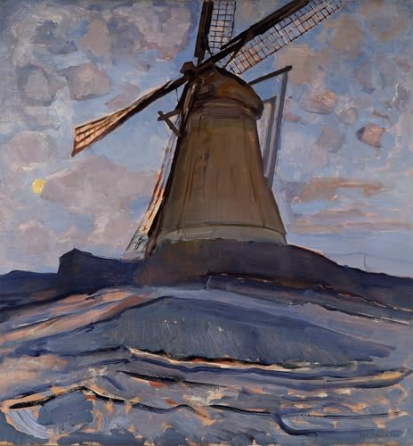 Moulin à vent Piet Mondrian poster salon affiche déco murale maison 60x90
