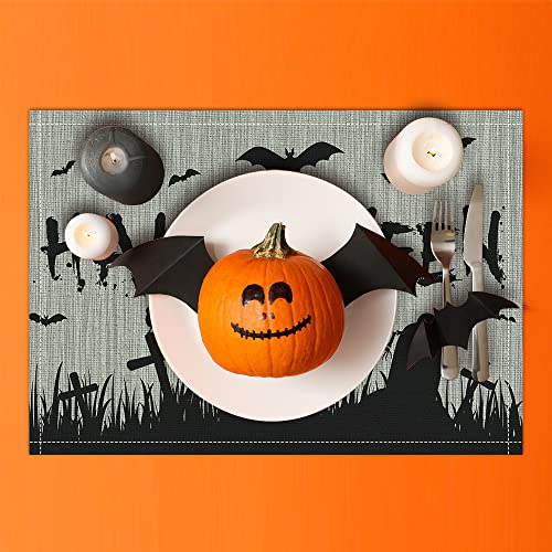 6 Pieces Halloween Placemats Halloween Pumpkin Plaid Table Placemat Halloween Kitchen Decor Burlap Table Mats For Dining Table Place Mats For Halloween Kitchen Table Decor Halloween Dinner Decoration #TOP2