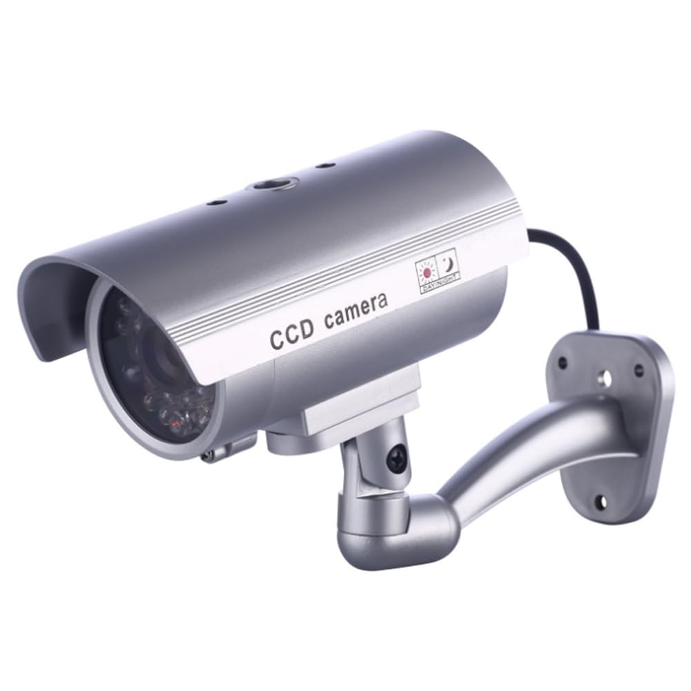 Ulafbwur Silver Fake Surveillance Camera Lightweight Dummy Imitation Cctv Security Camera Protective Effective