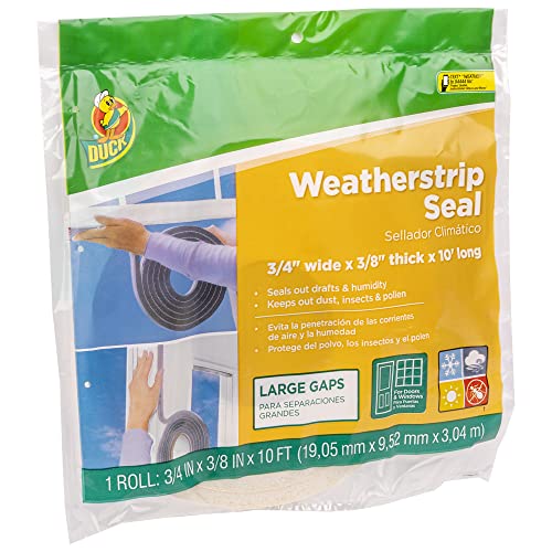 Duck Brand Self Adhesive Foam Weatherstrip Seal For Large Gaps, 3/4-Inch X 3/8-Inch X 10-Feet, 1 Roll, 1278972,White #TOP3