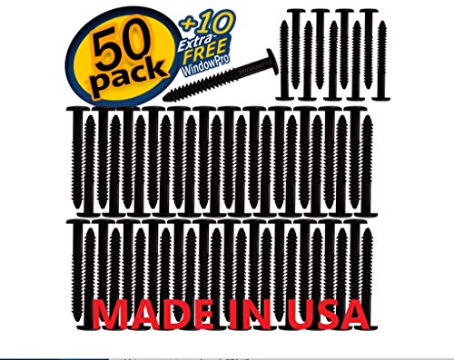 Window Shutters Panel Peg Lok Pin Screws Spikes 3 inch 60 Pack (Black) Exterior Vinyl Shutter Hardware Strongest Made in USA