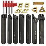 Weytoll 21Stk Drehmeißel Bohrstange Drehwerkzeughalter Drehen Werkzeughalter Set mit Hartmetalleinsatz Schlüssel für Drehmaschine Drehwerkzeuge