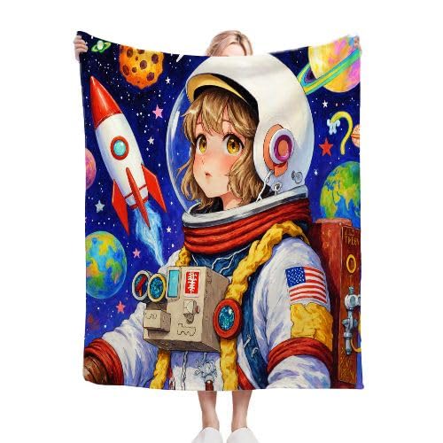 Narzuta dla młodego astronauty, odporny na blaknięcie, dekoracyjny koc, na łóżko, ciepły i lekki, pluszowy koc na każdą porę roku, 150 x 200 cm_25147a