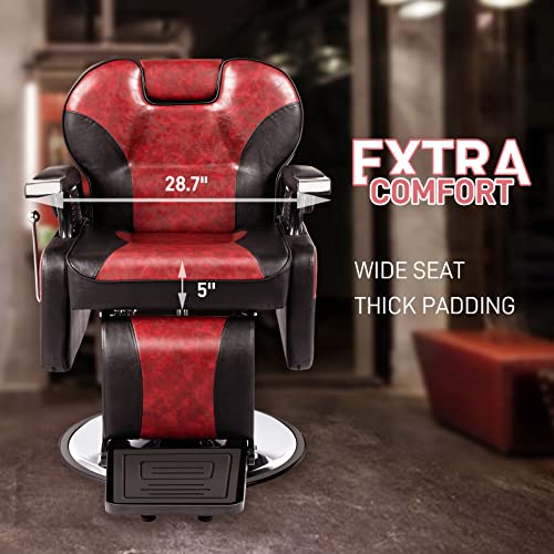 Mefeir Barber Chair Red Heavy Duty Reclining, All Purpose Hydraulic Salon Chairs For Hair Stylist, Barbershop Beauty Spa Shampoo Tattoo Equipment #TOP1