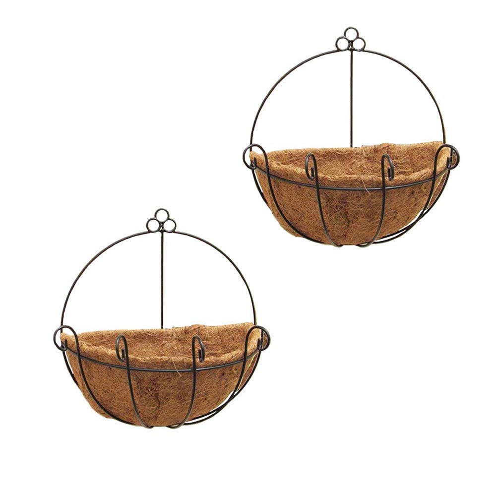 2er-Set Hänge-Pflanzkörbe Aus Draht Mit Kokosnuss-Einlage – 35,5 Cm Hoch, Für Garten & Balkon