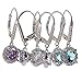 TRUSUPER Silver Lever Back Round Cubic Zirconia Dangle Earrings