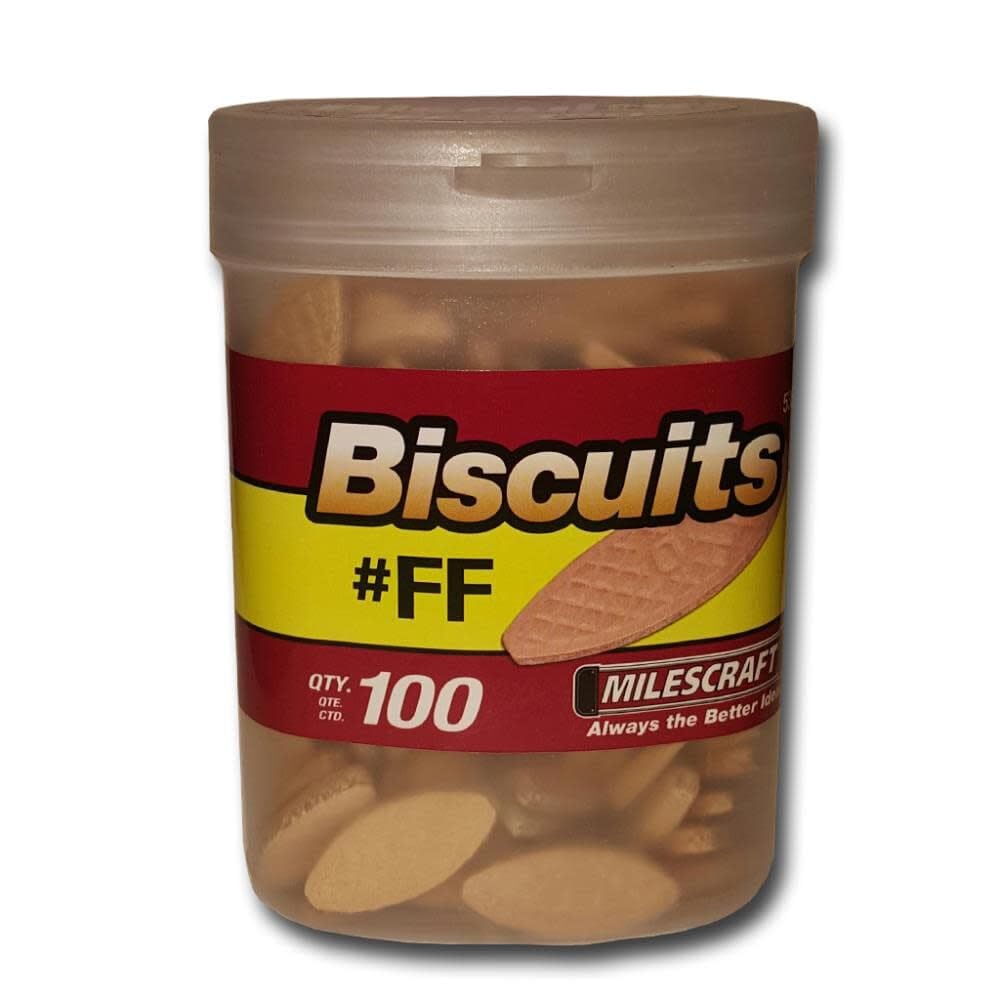 Milescraft 5355#FF Biscuits in a Bottle (100 pc.) - For use in Wood Joining, Woodworking, and Crafting. Works with Standard Biscuit Joiners. – Size #FF, Beige